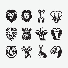 Animal Logo Set Vector Illustration Silhouette
