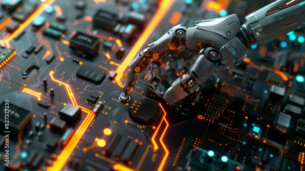 Poster A robot is touching a circuit board with its hand