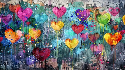 Colorful Heart Mosaic with Abstract Background