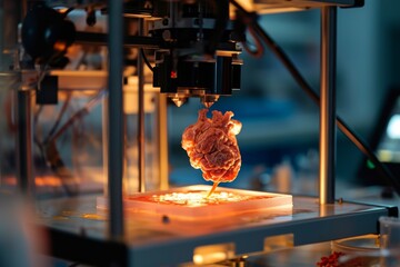 3D bioprinter creating human organs and tissues for medical transplantation purpose , AI generated