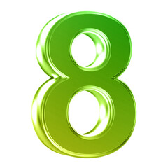 Number 8 . 3D render gradient number