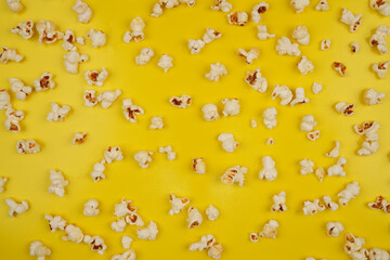 popcorn pattern on yellow background concept