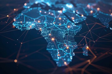 Obraz premium Digital Map of Africa Network Connection created with Generative AI