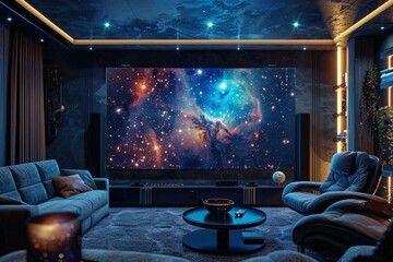 Astronomical Wall Art in a Modern Living Room