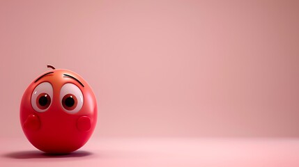 flushed emoji on a soft pink background with space for copy The emoji is red with wide eyes and a shy expression