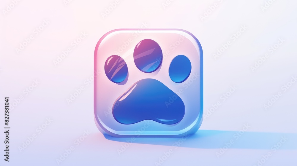 Poster an internet button featuring a paw print icon stands out against a clean white background