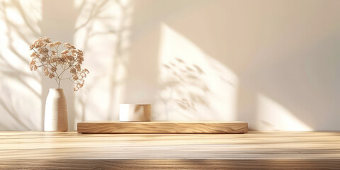 Empty beautiful wood tabletop counter on interior background,  for display, Banner, product...