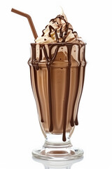 thick chocolate milkshake, white background png