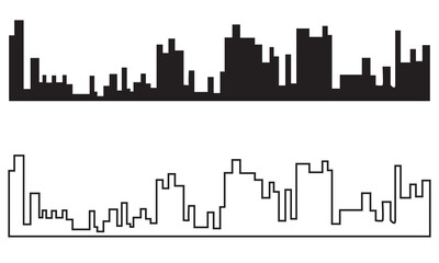 Naklejka premium Set city silhouettes vector illustration. EPS 10