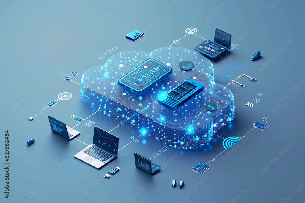 Poster cloud-based computing conceptual graphic