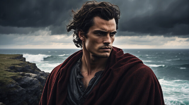 Byronic Hero, handsome byronic hero man, romantic melancholic figure, austere romanticism, victorian era, Jane Austen period dramas and romantic stories