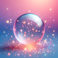 Naklejka premium Abstract glowing circles and bubbles on a multi-colored rainbow colorful bokeh background. Blurred shiny, glowing festive backdrop for xmas, party, holiday, birthday, invitation.