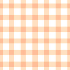 Peach pink Vichy check seamless vector pattern. Hand-drawn pastel coral orange pink Gingham check vintage background.