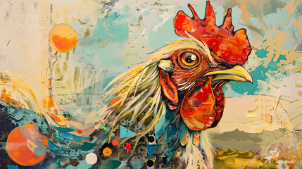 Fototapeta premium rooster in the field