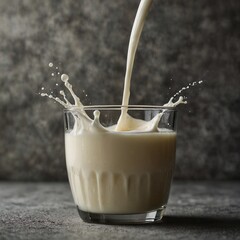 pouring milk from a glass