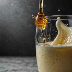 Glass of mill with honey 
