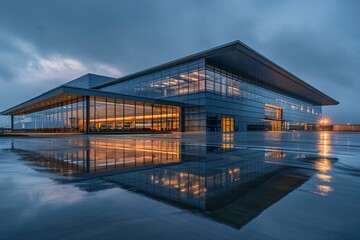 Fototapeta premium Modern Airport Terminal at Night