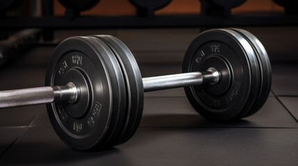 Naklejka premium Barbell for fitness training in the gym.