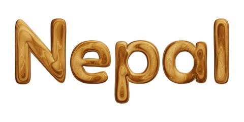 Wooden Nepal text for country concept