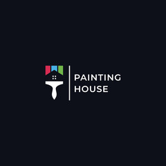 painting house service modern logo design graphic vector