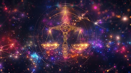 Obraz premium Virgo horoscope sign in twelve zodiac with galaxy stars background.