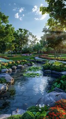 Landscaping Design Concept Renderings of A Park