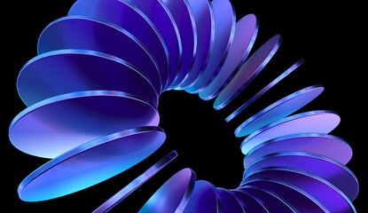 abstract iridescent round cylinder shapes with colorful gradient. 3d rendering illustration for graphic design, presentation or background 