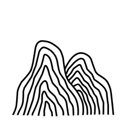 Abstract geometric line elements, mid century shapes set. Vector design contemporary figures: circle, arch, wave, retro sunrise icon. Editable stroke.