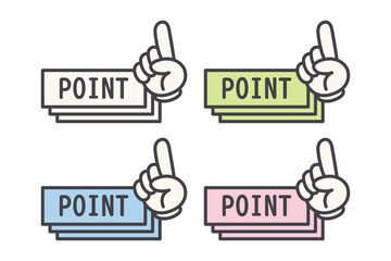 イラスト素材：ポイント,吹き出し,重要,指差,手,チェック,注目,注意	

