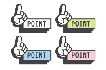 イラスト素材：ポイント,吹き出し,重要,指差,手,チェック,注目,注意	
