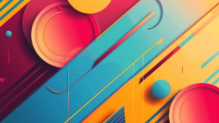 Vibrant geometric shapes creating a modern, minimal cover design for websites