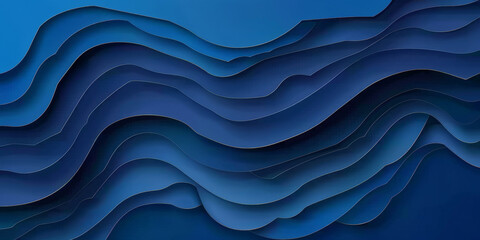 Vibrant abstract blue wave pattern background with layered design elements in a dynamic, fluid arrangement creating a visually captivating banner and web poster template. Abstract blue paper cut 