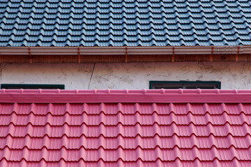 View of the colored roofs in rural houses