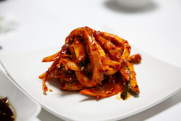 View of the spicy seasoned squid