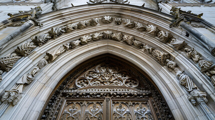 Fototapeta premium The archway is ornate and has a stained glass window