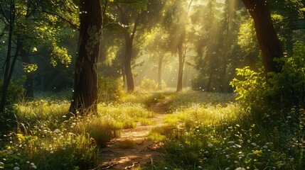 Naklejka premium Bright summer day in the woods