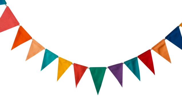 Rainbow banner isolated on white background, birthday party accessories