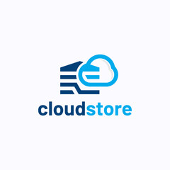 Cloud store logo design template. Technology-based storage space concept.