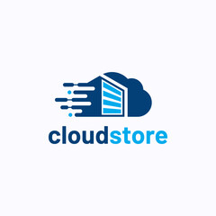 Cloud store logo design template. Technology-based storage space concept.