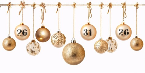 Christmas Ball Hanging Decoration with Numbers and Gold Balls