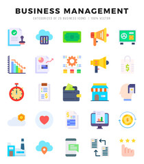 Business Management web icons in Flat style.