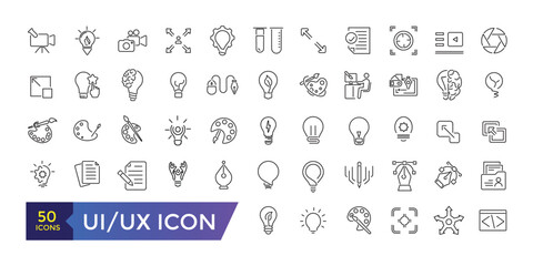 ui ux icon set. user interface icon set collection. Editable stroke.