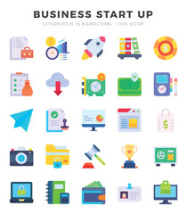 Business Start Up icons set. Collection of simple Flat web icons.