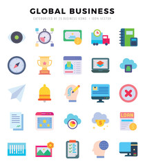 Set of Global Business icons. Vector Illustration.