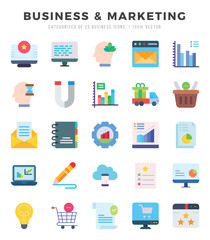 Set of Flat Business & Marketing Icons. Flat art icon. Vector illustration