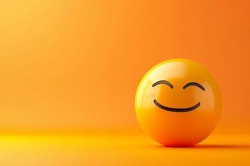 Fototapeta premium Smiling emoji - happy emoticon on yellow background. Beautiful simple AI generated image in 4K, unique.