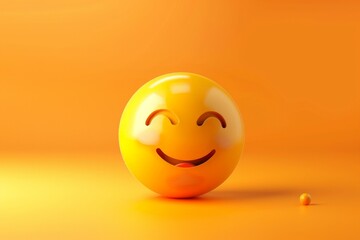 Cute high-detailed yellow 3D emoticon for web, vector illustration. Beautiful simple AI generated image in 4K, unique.