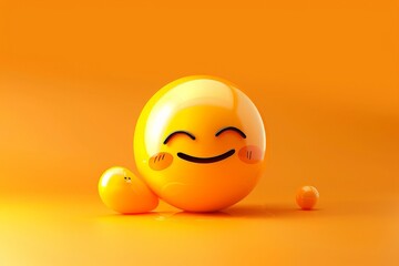 Cute high-detailed yellow 3D emoticon for web, vector illustration. Beautiful simple AI generated image in 4K, unique.
