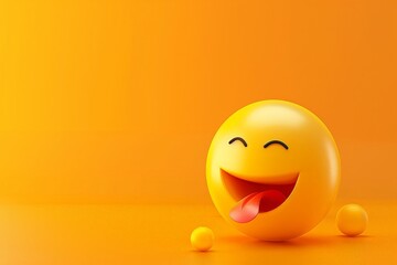 Smiling emoji - happy emoticon on yellow background. Beautiful simple AI generated image in 4K, unique.