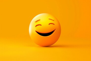 Fototapeta premium Cute high-detailed yellow 3D emoticon for web, vector illustration. Beautiful simple AI generated image in 4K, unique.